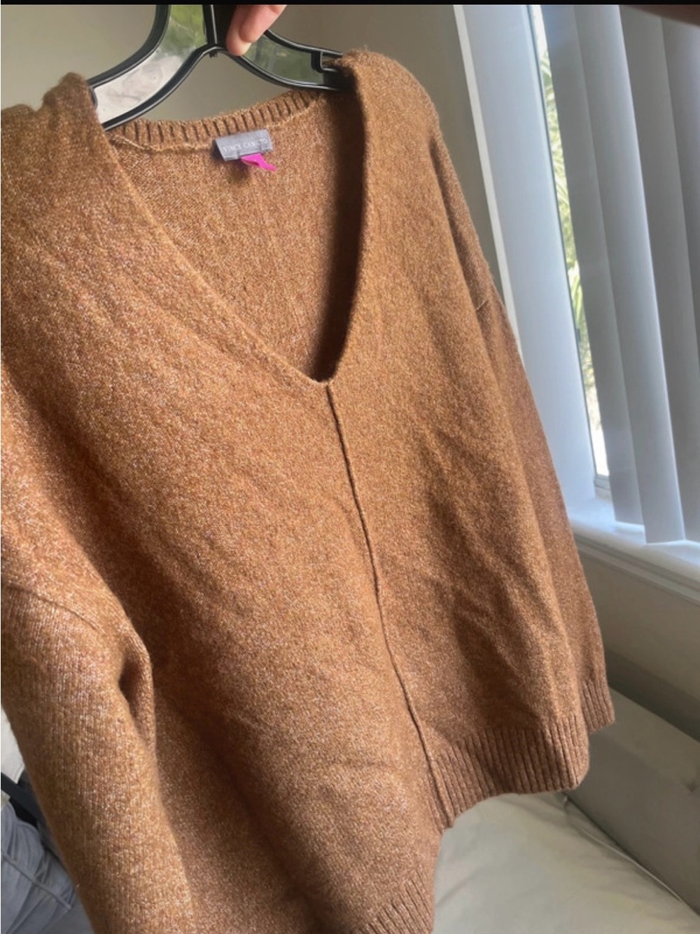 Vince Camuto Rust Brown V-Neck Sweater